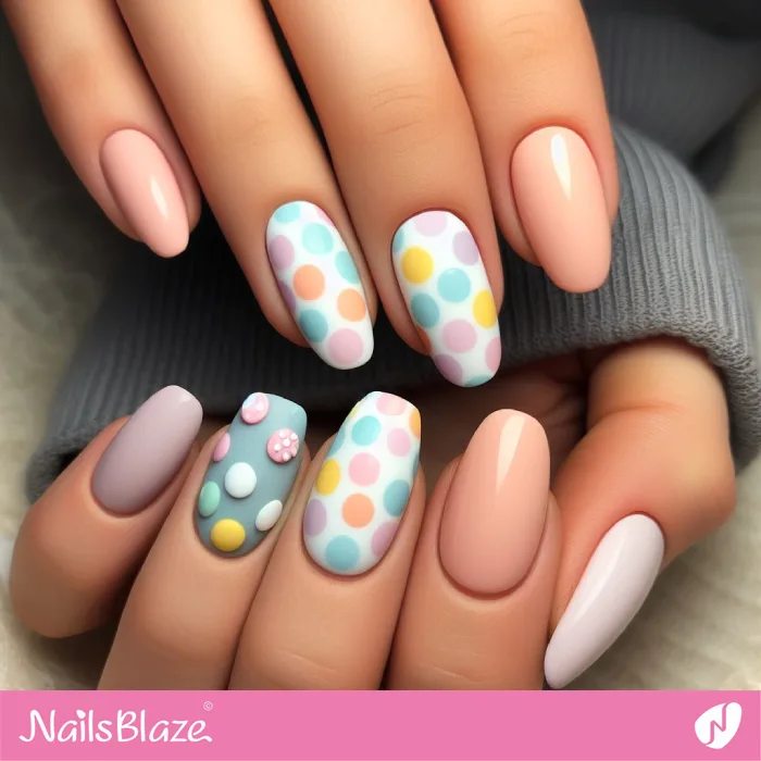Big Colorful Polka Dots for Easter Nails Design | Easter Nails - NB3516